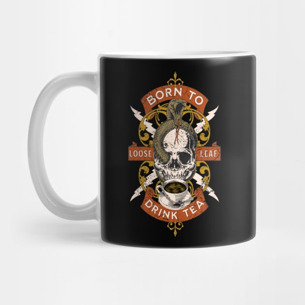Born to Drink Tea - Skull & Snake design by Off the Page